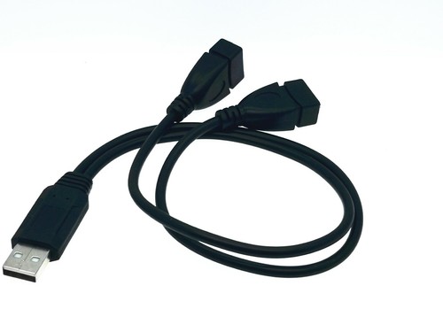 1x USB 2.0 A Male to Dual Double USB A Female Splitter Cable - Picture 3 of 3