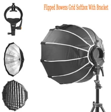 US 70/120cm Bowens Flipped Softbox With Grid+Flash Bracket For Flash Speedlite