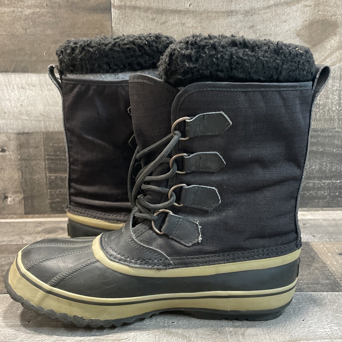 Sorel Winter Waterproof Snow Boots 1964 Pac Black Nylon