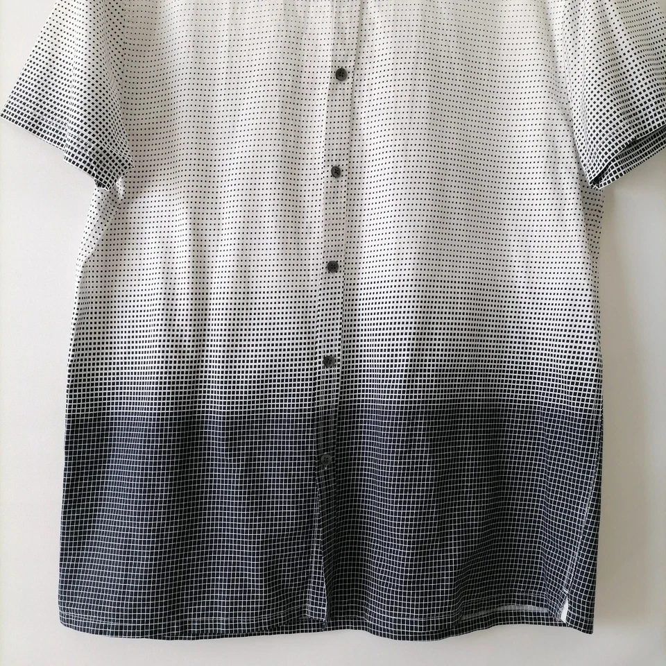Bruno Mens Ombre Black & White Short Sleeve Polka Dot Button Up Shirt Size L - Image 4 of 4