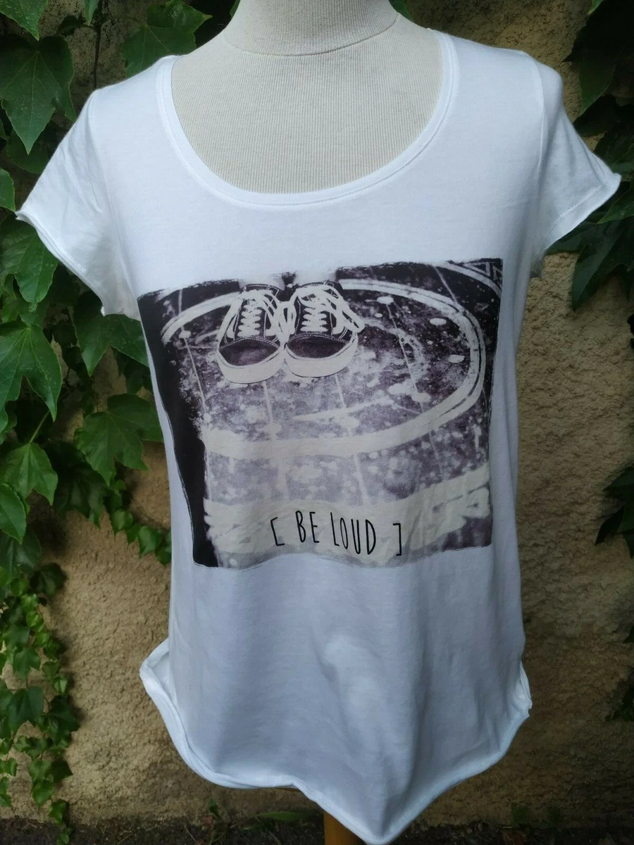 T shirt femme ado fille blanc TBE taille La 40 42 marque Bizzbee v tement t