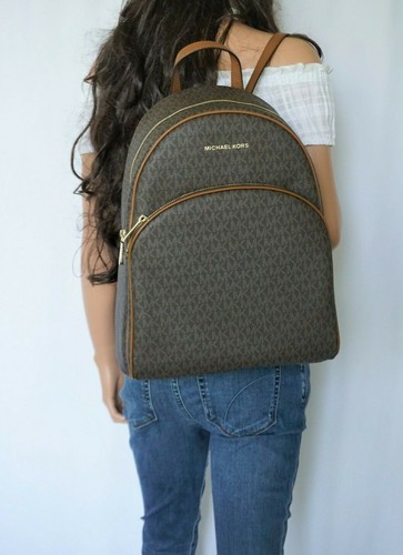 michael kors abbey large backpack black mk signature pvc leather