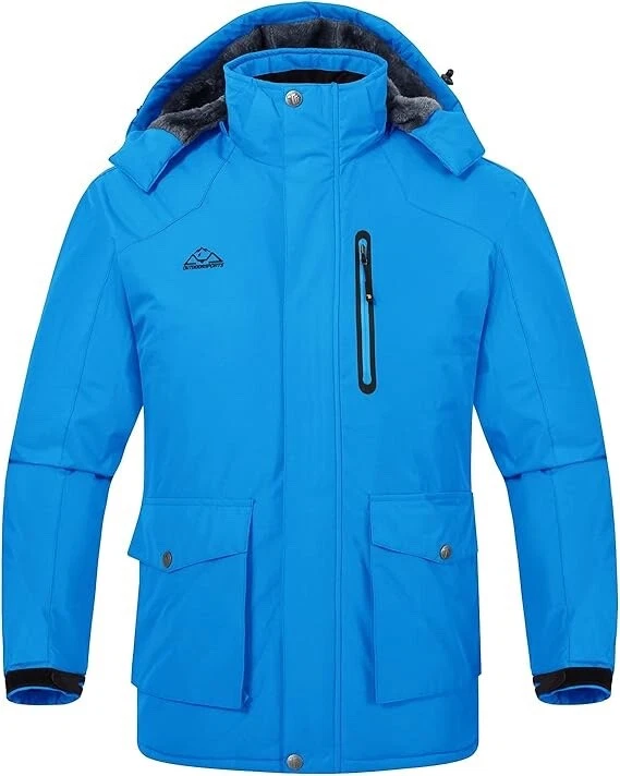 Outdoor Sport Men's Snow Jacket Waterproof Insulated Fleeced Hooded - L