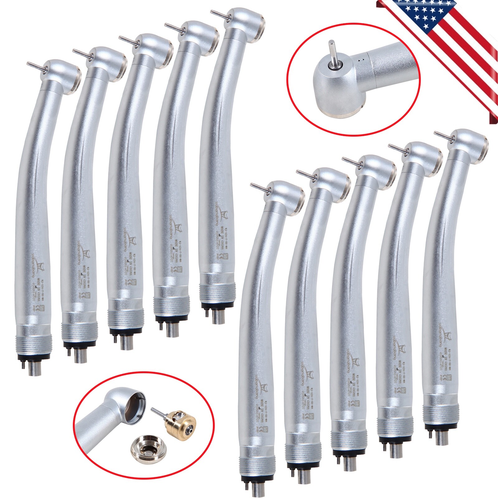 10 Dental Hand Piece High Speed Air Turbine fit NSK 4-holes Clean Handpiece B/M