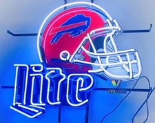 US STOCK Miller Lite Beer Buffalo Bills Helmet 20"x16" Neon Sign Lamp Light Gift