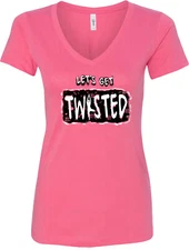 Womens Yoga T-shirt Lets Get Twisted Blended V-neck
