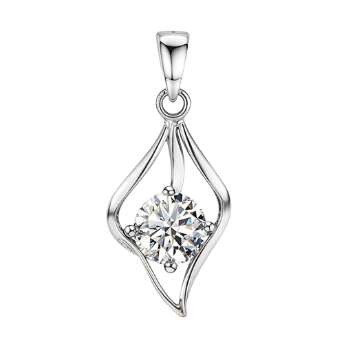 925 Sterling Silver 7mm Zirconia Dew Drop Solitaire Pendant Locket