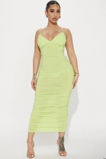 Fashion Nova Samarah Ruched Maxi Dress - Lime