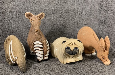 Artesania Rinconada Lot of 4 Donkey Ant Eater Cat Okapi Please Read