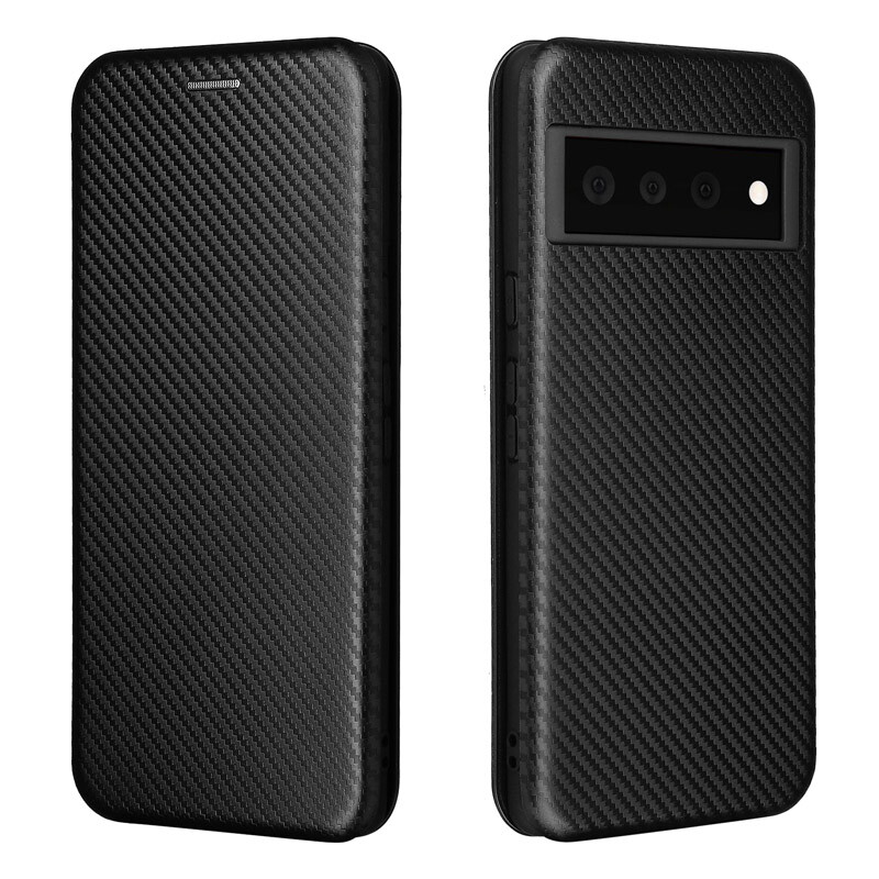 For Google Pixel 7 6 Pro 6A 5A 5 Case Carbon Fibre Leather Wallet Flip