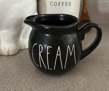 Rae Dunn Artisan Collection by Magenta 181 Black CREAM Long Letter Font Creamer