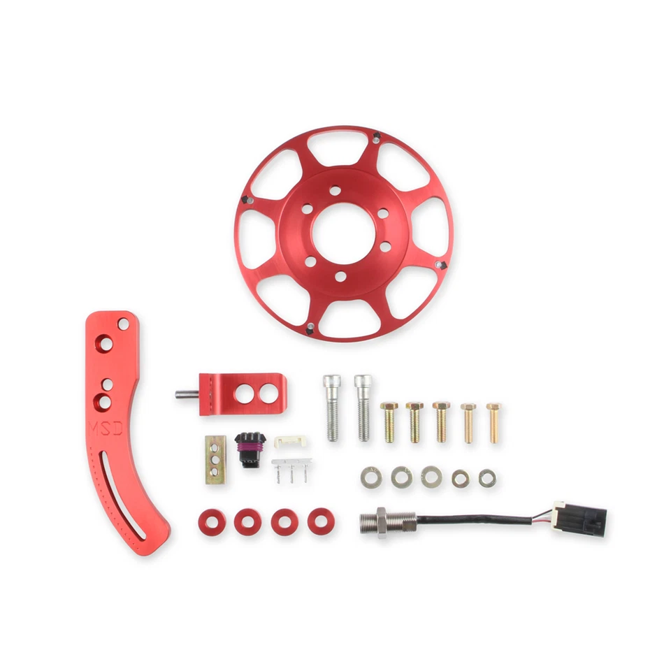 MSD 8 pulgadas Kit de rueda de gatillo de manivela efecto Hall imán volador rojo para Chevrolet Foto 2 de 4