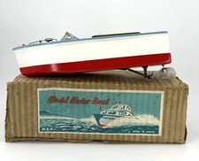 Vintage M.S.K Model Motor Boat Wood Electric Toy Boat Made In Japan