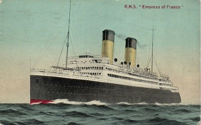 PC SHIPS SHIPPING R.M.S. EMPRESS OF FRANCE VINTAGE POSTCARD (b64543)