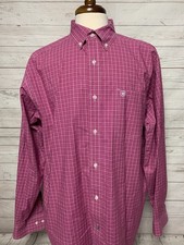 Ariat Pro Series Shirt Mens XL Pink White Check Long Sleeve Vented Pit Stretch