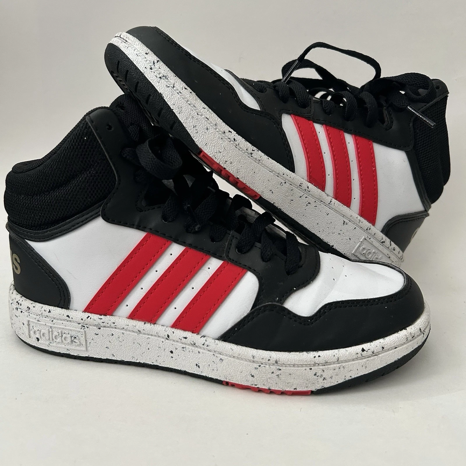 Adidas Hoops Mid bambino taglia 3 scarpa sportiva sneaker basket nero rosso bianco