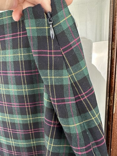 Talbots 12 P Petite A Line Skirt Tartan Plaid Scalloped Hem Wool Lined Academia - Picture 5 of 7