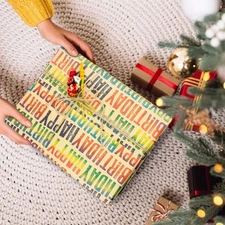 6 Sheet Birthday Wrapping Paper Vintage Square Multicolor for Kids