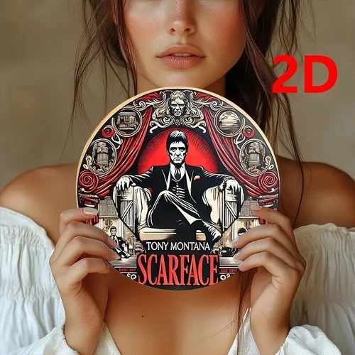 2D Flat "Scarface" Vintage Aluminum Wall Decor - Tin Metal Signs Suitable for Ho
