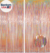 Foil Fringe Backdrop, 2 Pack 3.2 Ft X 8.2 Ft Tinsel Foil Fringe Curtains, Spark