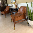 Mid-century Modern Faux Leather Accent Chair Living Armchair With Solid Wood Leg