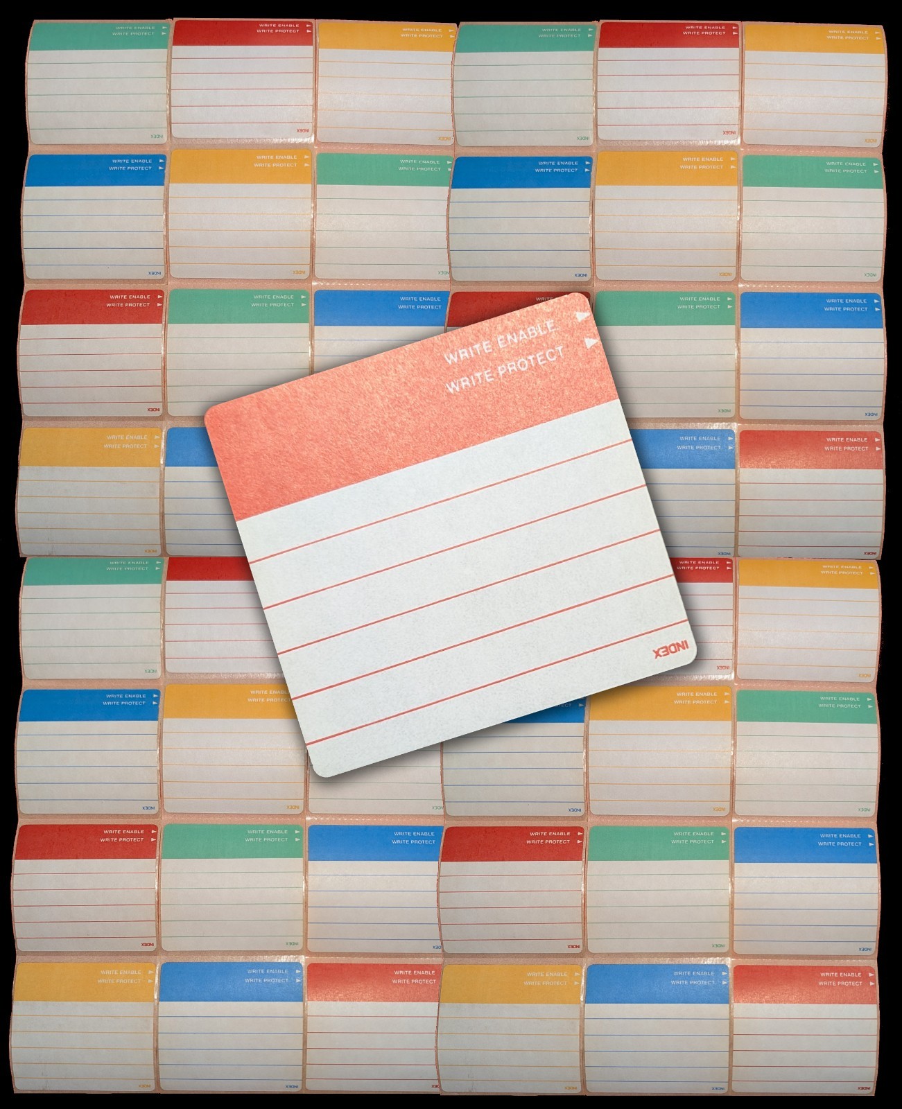 Floppy Disk Labels - 3.5" - 4 Colours - NEW - 12 Of Each Colour (48 Labels)