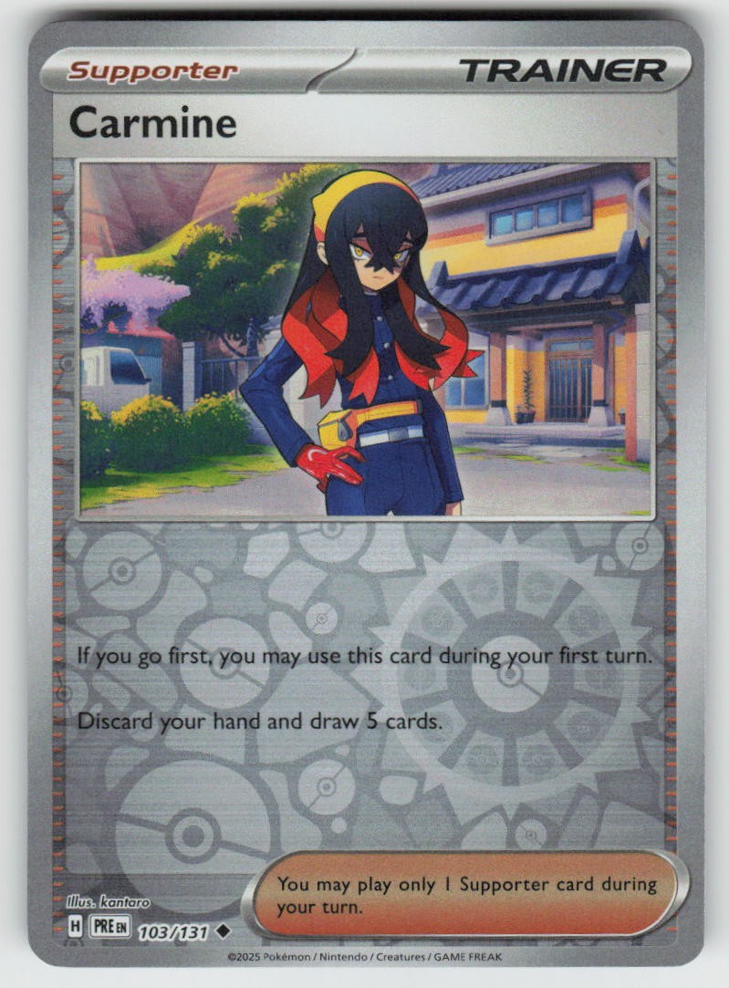 Carmine 103/131 Uncommon Prismatic Evolutions Pokemon Reverse Holo Near Mint