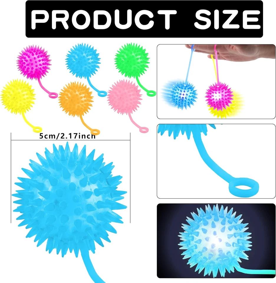 40 piezas bolas hinchables iluminadas de 2,6 pulgadas bola de espiga LED con cuerda crece en la oscuridad Foto 2 de 4