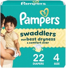 Pampers Swaddlers Diapers, Size 4 15-34 lbs , 22 Count, 4, White