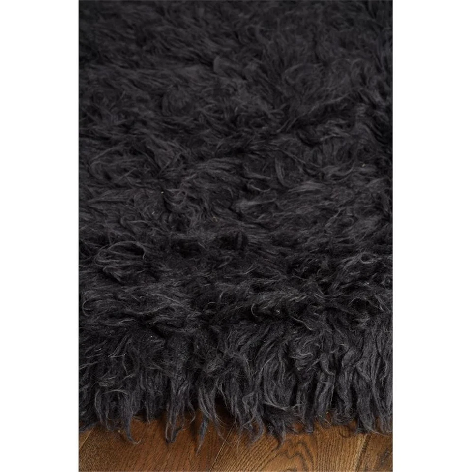 Nueva alfombra Linon Flokati tejida a mano de lana 8'x10' en gris Foto 3 de 4