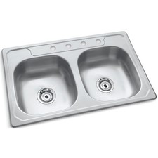 Sterling Middleton Series 14633-4-NA Kitchen Sink, 4-Faucet Hole, 33 in OAW, 22