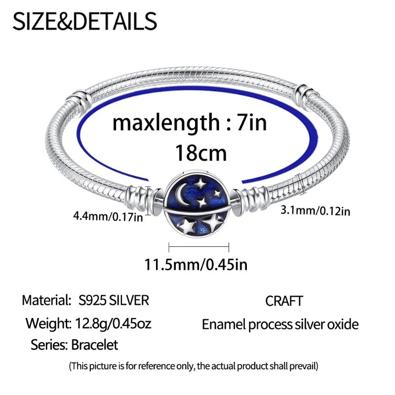 Cadena pulsera KUNSIR 925 plata esterlina azul cielo estrellado circonita cúbica para mujer joyería Foto 4 de 4