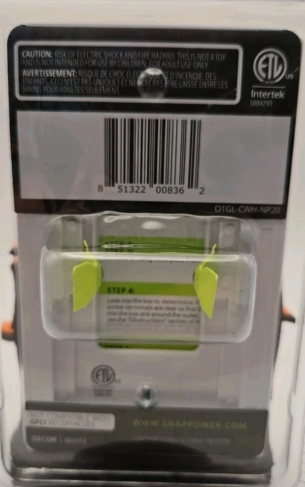 Placa de pared SnapPower GuideLight 2 decoración tomacorriente - blanca O1GL-CWH-NP21 NUEVA EN PAQUETE Foto 2 de 2