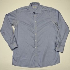 Eton Shirt Mens 17 43 Blue Striped Contemporary Fit Cotton Long Sleeve Button Up