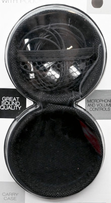 TECHZONE 2.0 Black Metal Earphones Earbuds Mini Zip Pouch In-Ear Wired Audio NEW