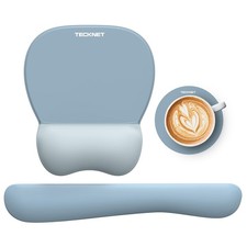 TECKNET Gel Mouse Pad with Wrist Rest, 3 in 1 Keyboard Rest Set, Blue