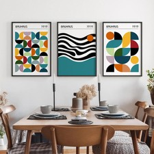Set of 3 Bauhaus Art Canvas Print Abstract Geometric Minimalist 20×30  30x40 cm