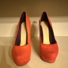 Orange Platform Pump Heels Stiletto Slip On R...