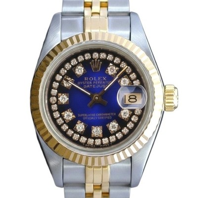 Rolex Datejust Two-Tone 14KY Gold & Steel Blue Vignette String Jubilee Watch