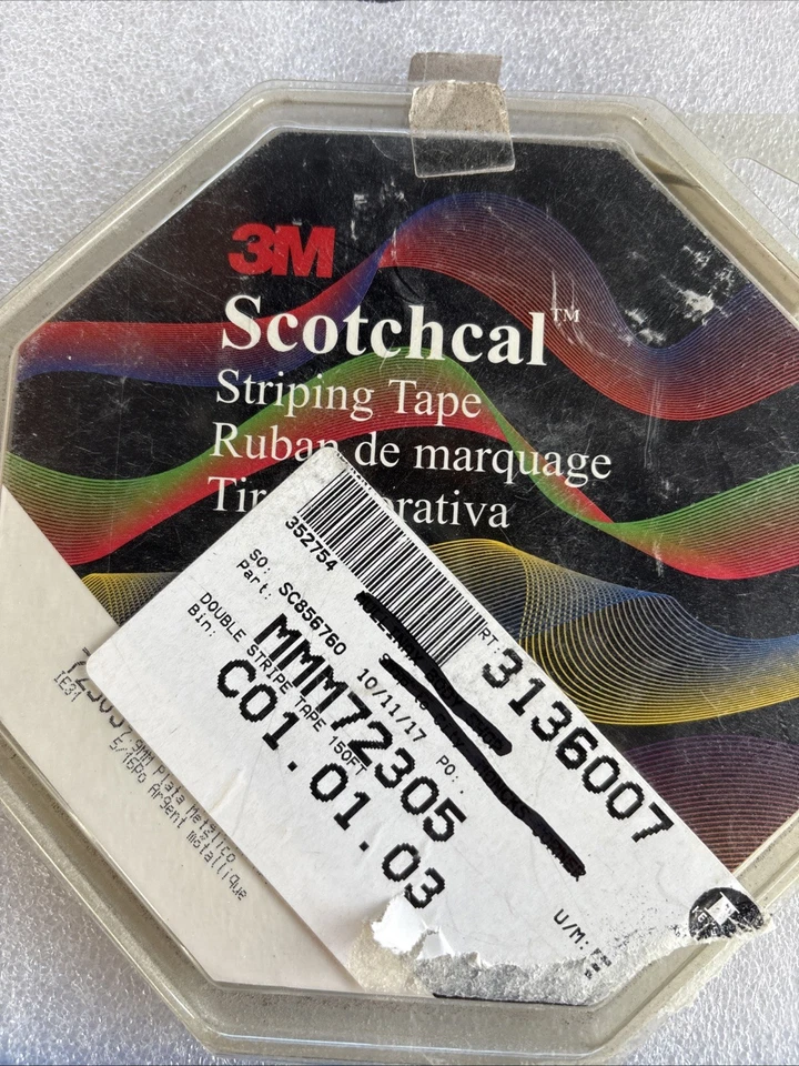 3M 72305 Pinstripe Tape 5/16” x 150’ Soft Silver Metallic Fits Auto RV Trim - Image 2 of 4