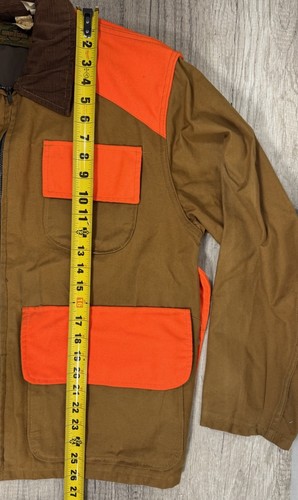 VTG SafTBak SZ 38 Canvas Upland Small Game Hunting Jacket Coat Zip Orange Brown - Picture 18 of 23