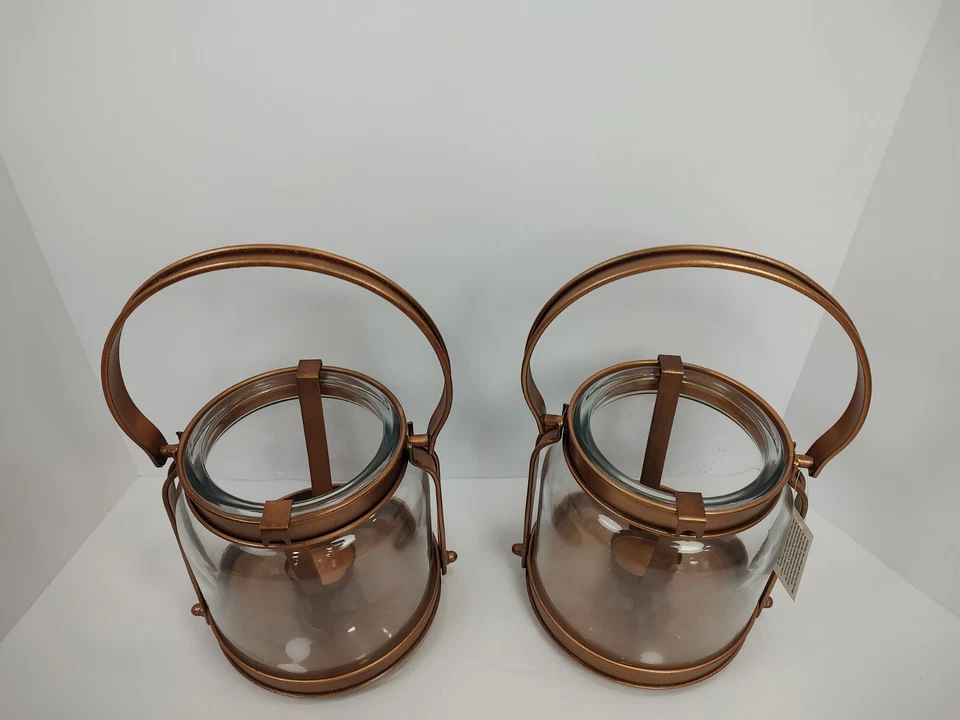 2 candelabros grandes Yankee candle estilo linterna de cobre casa de campo porche Foto 3 de 4