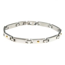 bracciale uomo acciaio satinato con inserti colore oro
