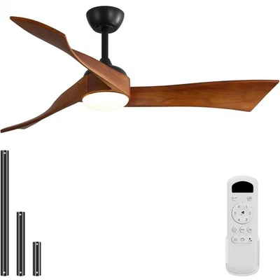 SOFUCOR Deckenventilator aus Massivholz,6 Geschwindigkeitsstufen,leise LED-Fernbedienung