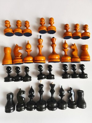 Rare Vintage UdSSR Soviet Russian Wooden Tournament Chess New Set