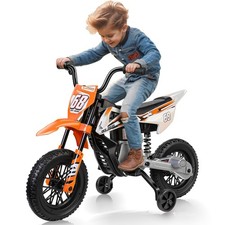 12V Electric Dirt Bike Kids Ride on Motorcycle w/ 2 Training Wheels Ride on Toy-