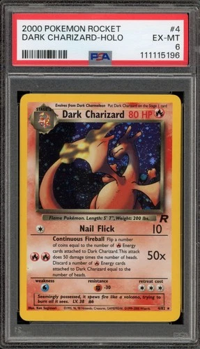 Pokemon Dark Charizard Team Rocket Unlimited Holo Rare #4 PSA 6