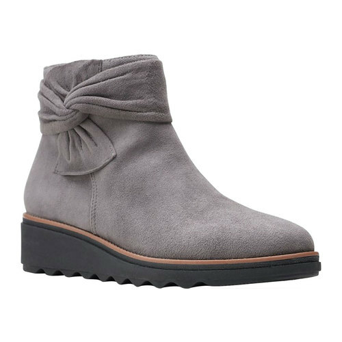 clarks collection suede ankle boots with bow
