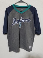 Seattle Mariners Dynasty Shirt Baseball Mens Large Gray Down Shoulder Sleeve