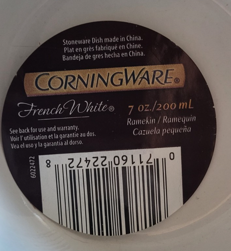 NWT Corning Ware 7oz. Ramekin French White Stoneware Oven Safe Dinner Desserts - Picture 2 of 5
